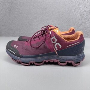 On Running Shoes Womens 7 Burgundy Navy Cloudventure Trail Running Sneakers